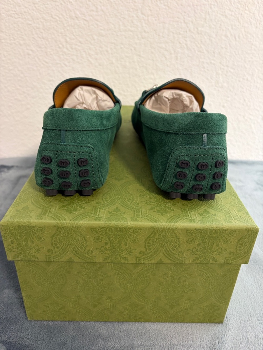 Brand New Men’s Gucci Driver Horsebit Suede Vintage Green Sz 6 (US 6.5) - Picture 4 of 8